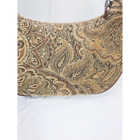 Fossil Forever Brown Tapestry Beaded Handbag Purse - Picture 4 of 8